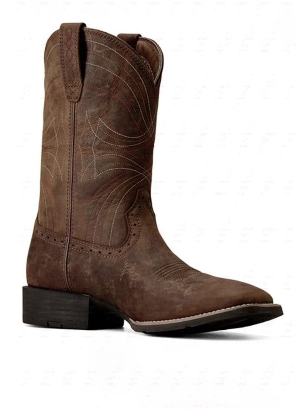 Men's Ariat Sport Western Performance Broad Square Toe Boots Size 10D Brown EUC